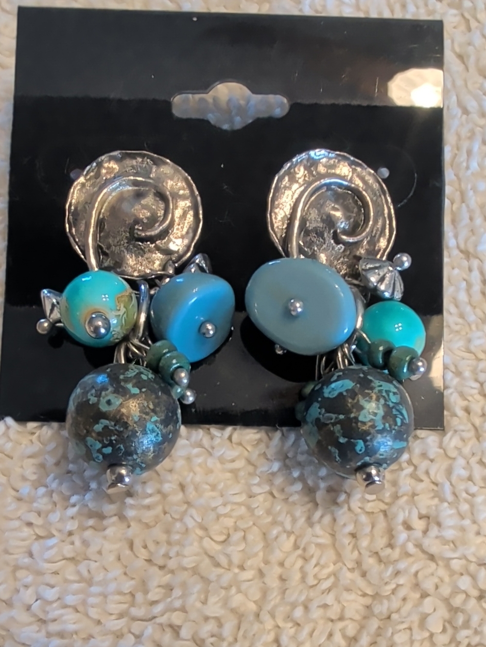 Turquoise Bead Cluster Drop Earrings - Women Jewelry